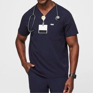 Figs Leon Three-Pocket Scrub Top Navy Blue Men’s Size XL